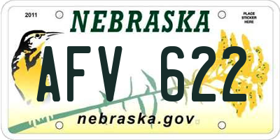 NE license plate AFV622