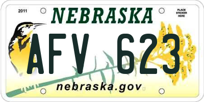NE license plate AFV623
