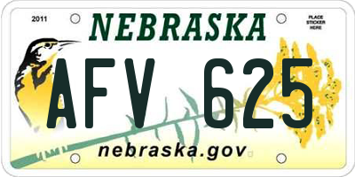 NE license plate AFV625