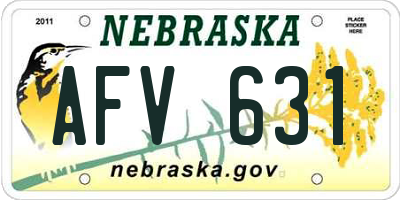 NE license plate AFV631