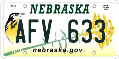 NE license plate AFV633
