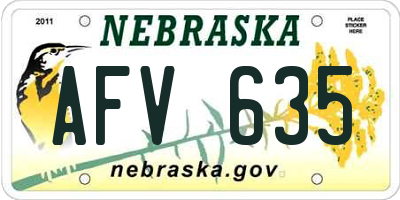 NE license plate AFV635