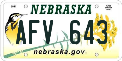 NE license plate AFV643