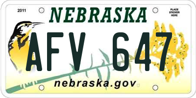 NE license plate AFV647