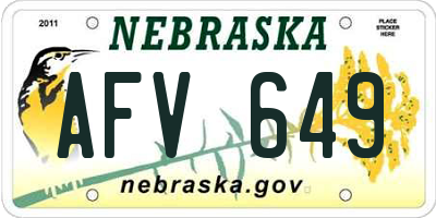 NE license plate AFV649