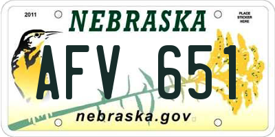 NE license plate AFV651