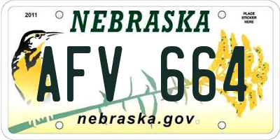 NE license plate AFV664