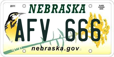 NE license plate AFV666