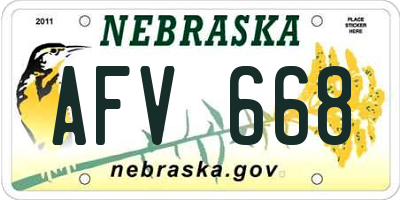 NE license plate AFV668