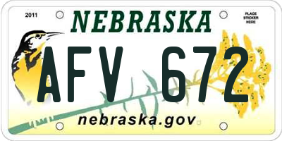 NE license plate AFV672