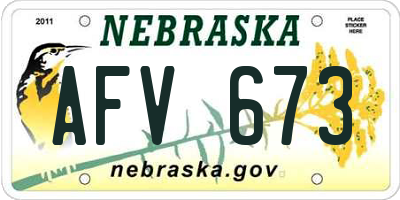 NE license plate AFV673