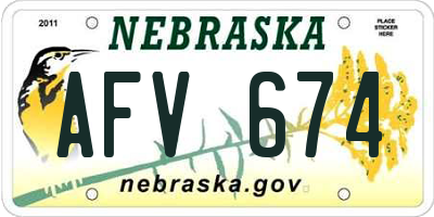NE license plate AFV674