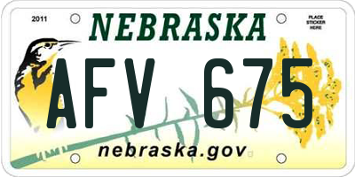 NE license plate AFV675