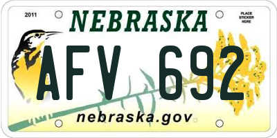 NE license plate AFV692