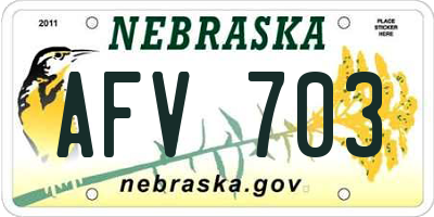 NE license plate AFV703