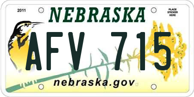 NE license plate AFV715