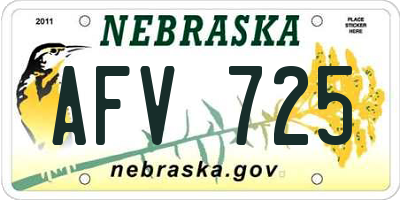NE license plate AFV725