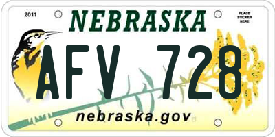 NE license plate AFV728