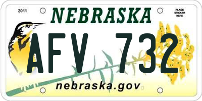 NE license plate AFV732