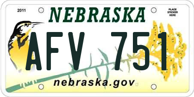 NE license plate AFV751