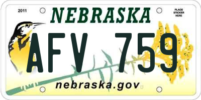 NE license plate AFV759