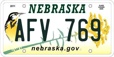 NE license plate AFV769