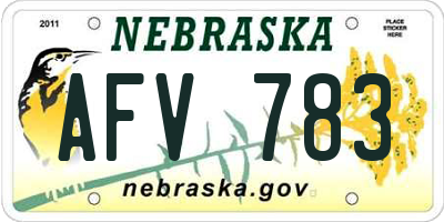 NE license plate AFV783