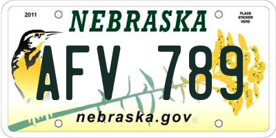 NE license plate AFV789