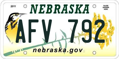 NE license plate AFV792