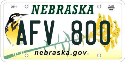 NE license plate AFV800