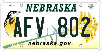 NE license plate AFV802