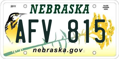NE license plate AFV815