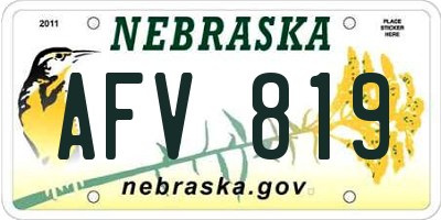 NE license plate AFV819