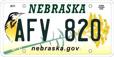 NE license plate AFV820