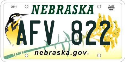 NE license plate AFV822