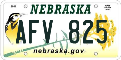 NE license plate AFV825
