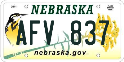 NE license plate AFV837