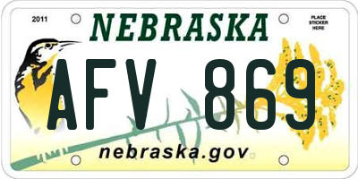 NE license plate AFV869
