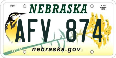NE license plate AFV874