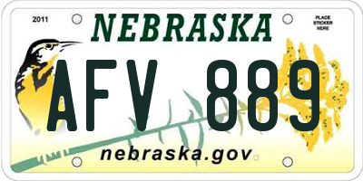 NE license plate AFV889