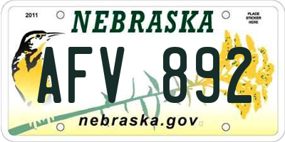 NE license plate AFV892