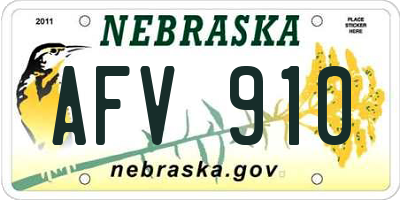 NE license plate AFV910
