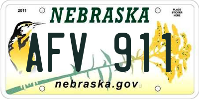 NE license plate AFV911