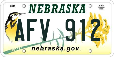 NE license plate AFV912