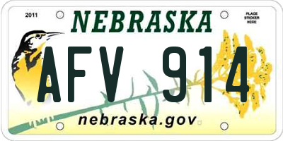 NE license plate AFV914