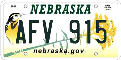 NE license plate AFV915