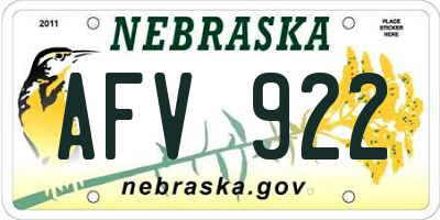 NE license plate AFV922