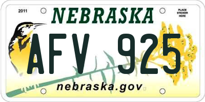 NE license plate AFV925