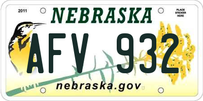 NE license plate AFV932