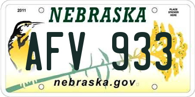 NE license plate AFV933